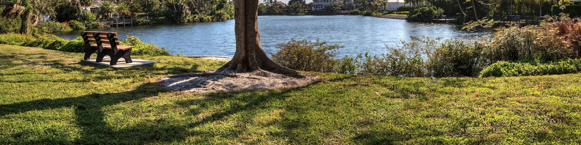 pond and a park from a bench in Naples, Florida