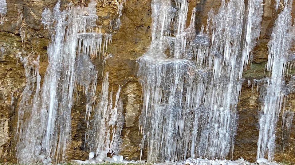 Icicles on Branson Creek Boulevard today