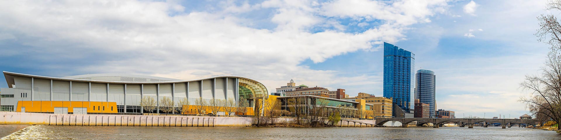 Grand Rapids Skyscrapers and River Bridges City Panoramic View