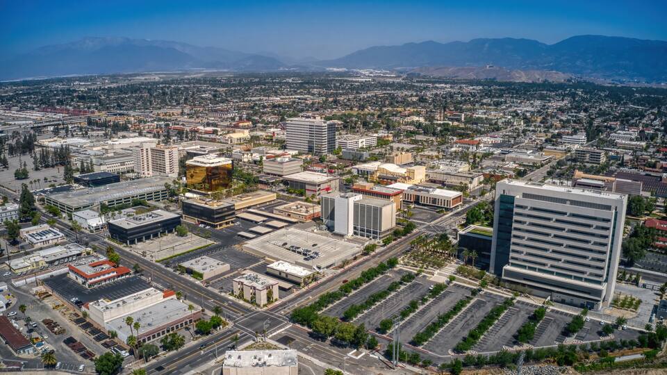Aerial View of the Skyline of San Bernardino, California