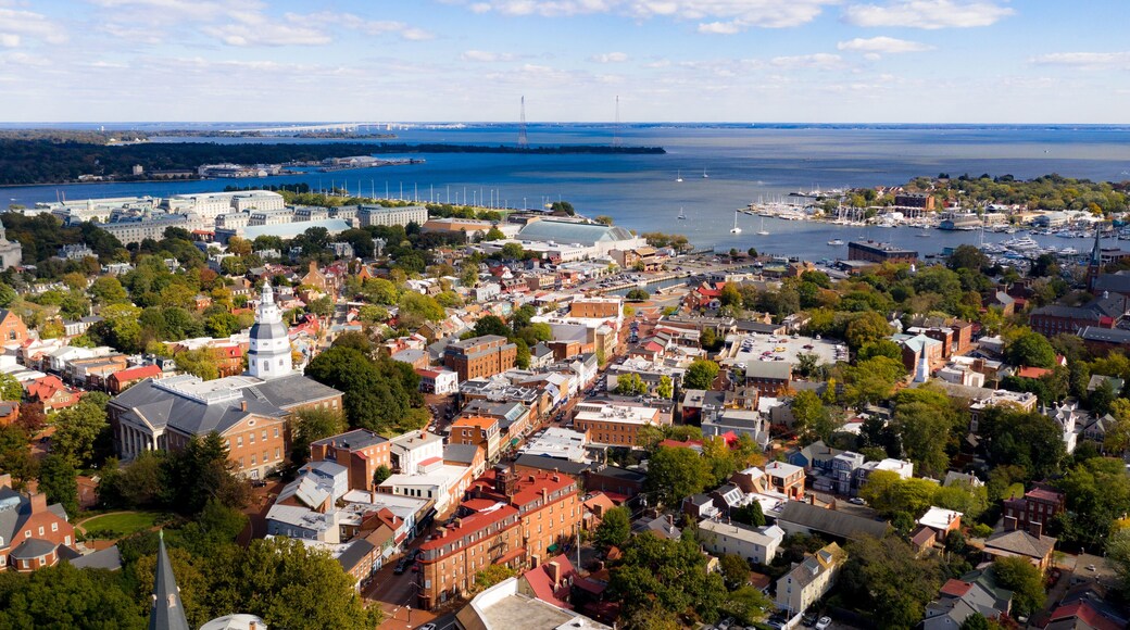 Aerial Panoramic View Annapolis Maryland State House Capital City