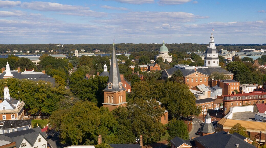Aerial Panoramic View Annapolis Maryland State House Capital City