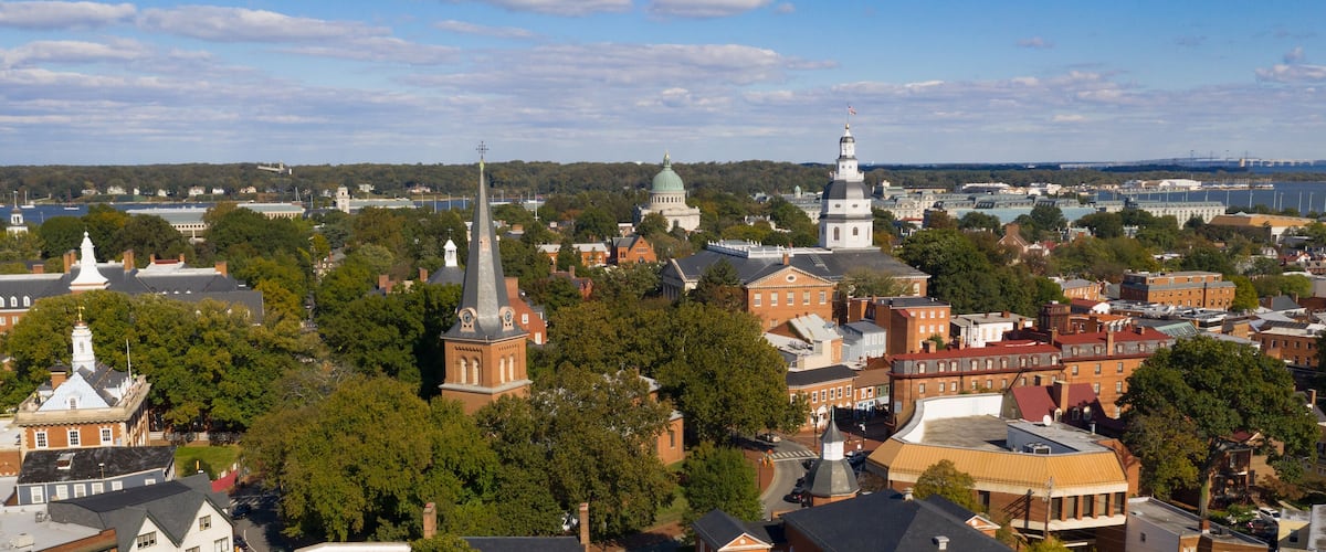 Aerial Panoramic View Annapolis Maryland State House Capital City