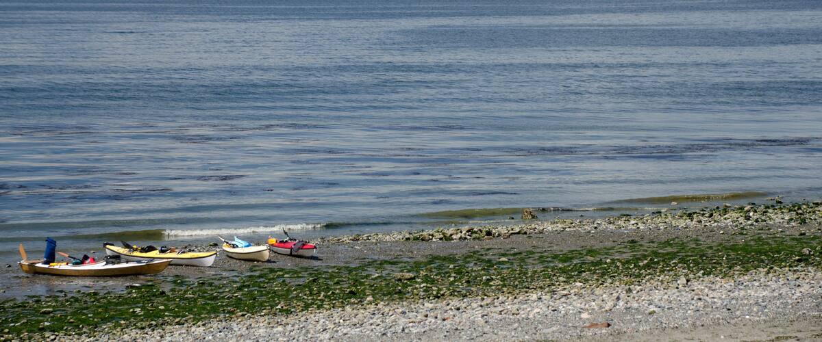 Kayaks on a break at Richmond shore line