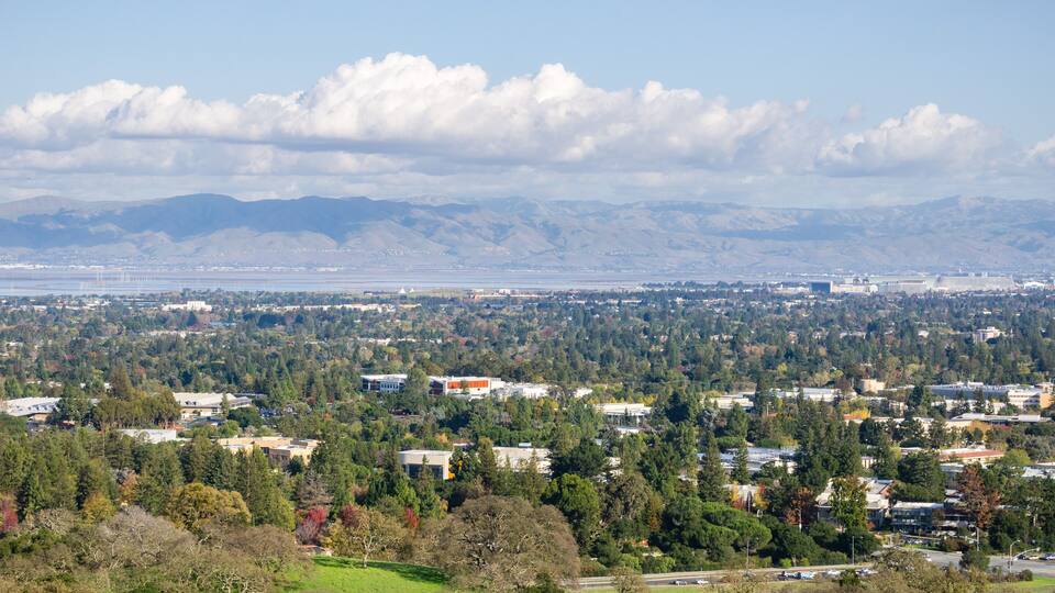 View towards south San Francisco bay from the Stanford dish hills, California