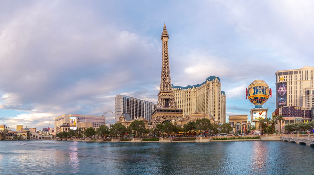 Cityscape of las vegas city with eiffel statues in paris area