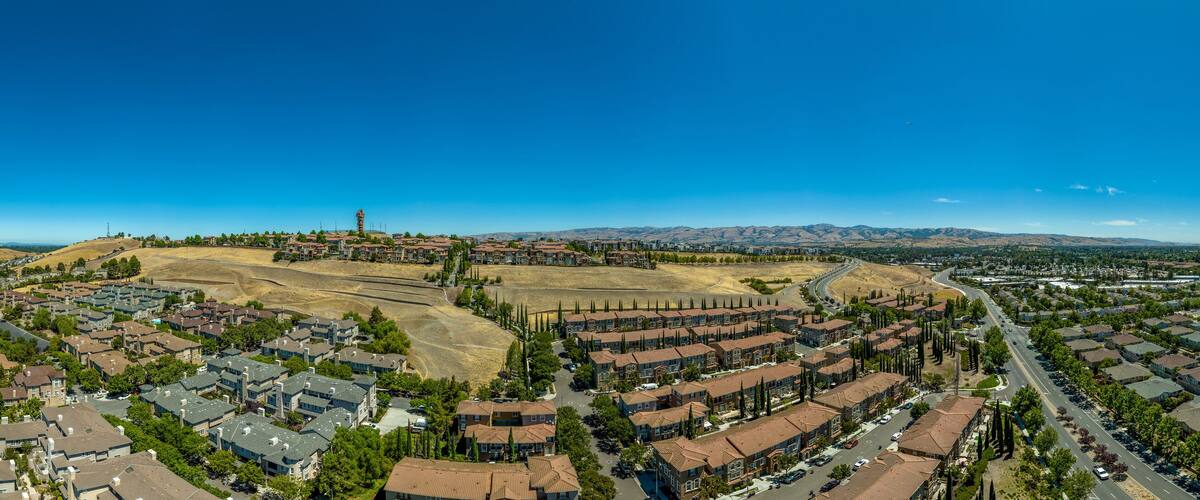 Aerial view of million dollar luxury homes on Communications Hill San Jose Silicon Valley California