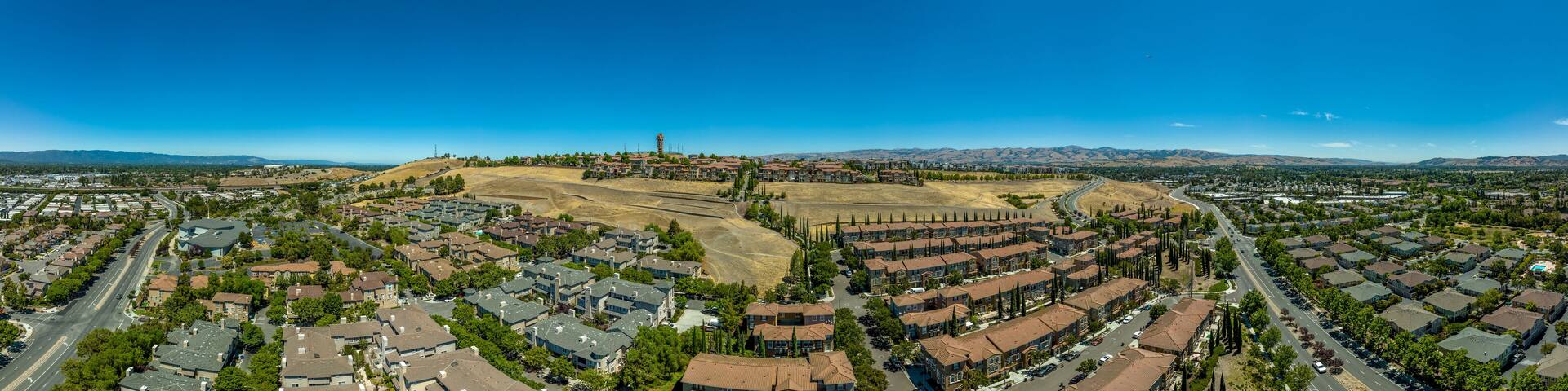Aerial view of million dollar luxury homes on Communications Hill San Jose Silicon Valley California