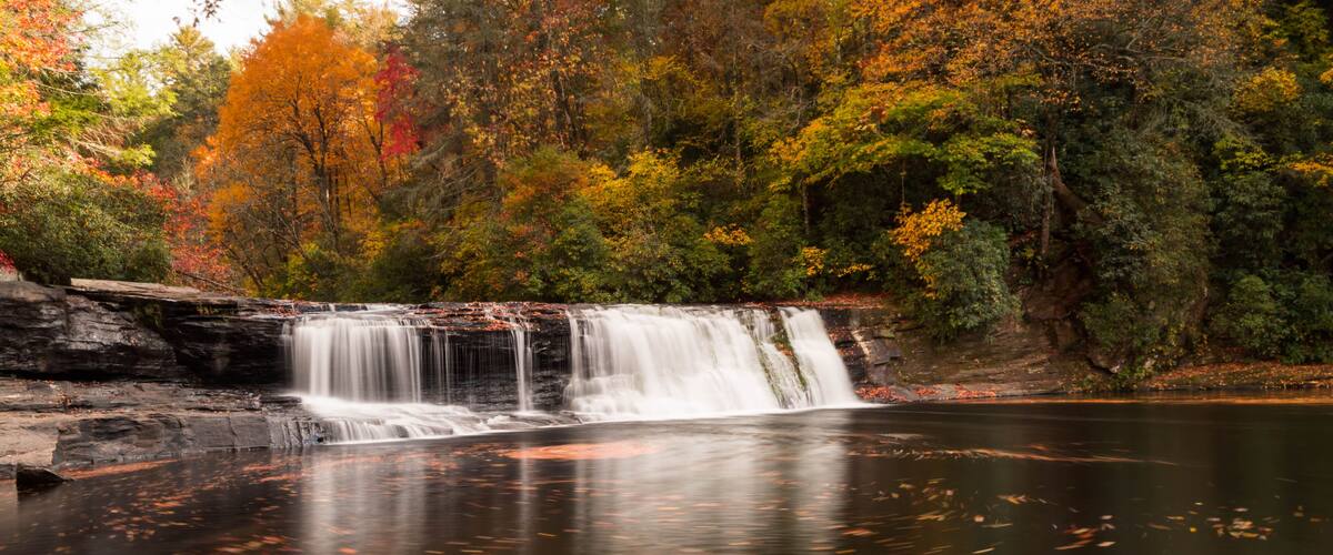 waterfall in autumn in the Appalachians of western North Carolina