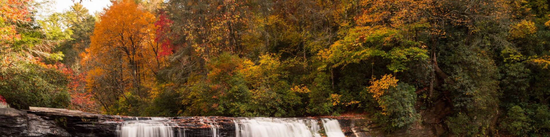 waterfall in autumn in the Appalachians of western North Carolina