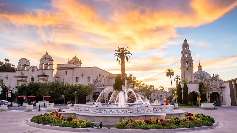San Diego's Balboa Park at twilight in San Diego California