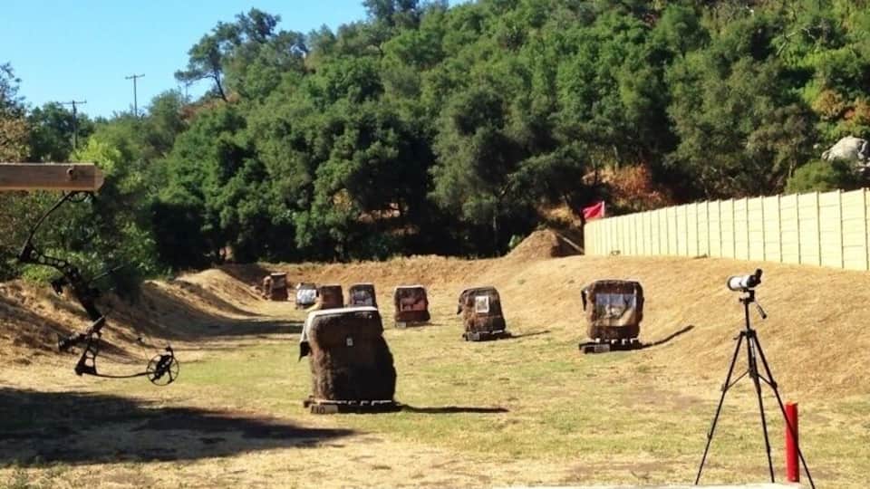 The archery range at Escondido Fish and Game Association. They have very nice facilities including 150 yd rifle range, pistol range, trap/skeet range, safety and instruction classes, etc. Glad places like this still manage to exist in California.