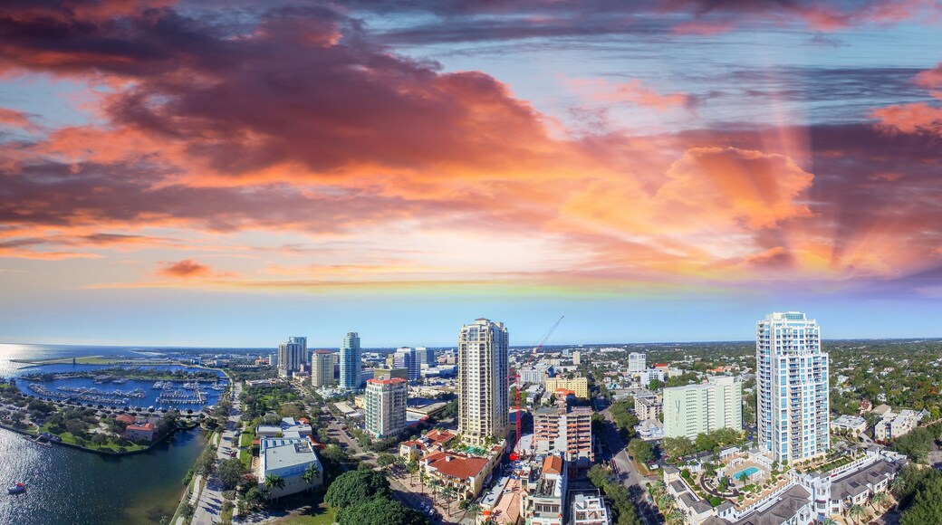 Sunset over Saint Petersburg, Florida - USA. Aerial view