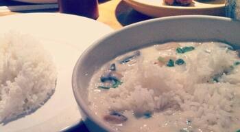 Tom kah :) delicious spicy coconut soup with shrimp and rice.