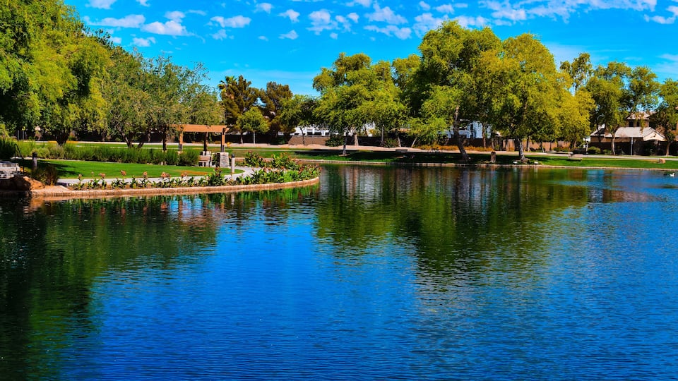 Beautiful Pond and scenery at Power Ranch in Gilbert, AZ