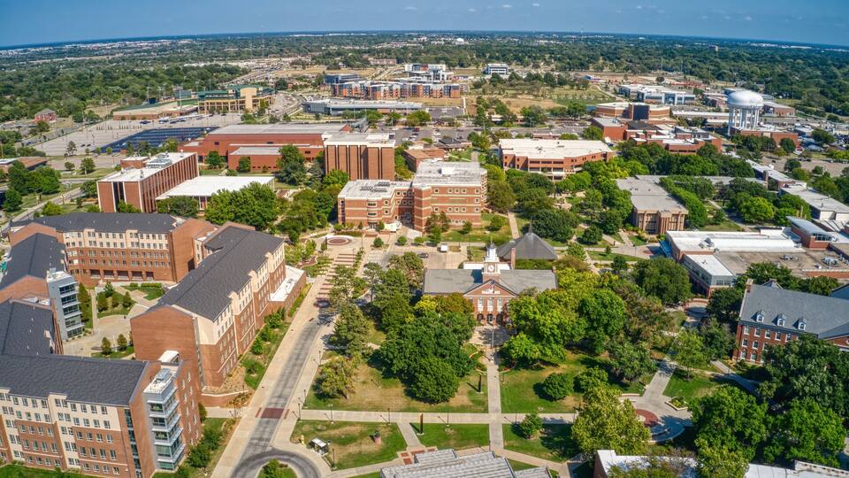 Aerial View of Wichita State University during Summer Break