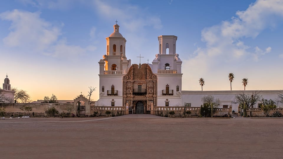 San Xavier del Bac Mission at Sunset
A National Historic Landmark, San Xavier Mission was founded as a Catholic mission in 1692. It’s the oldest intact European structure in Arizona.
