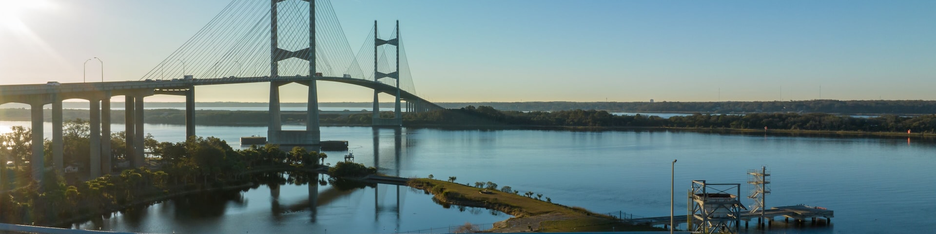 Aerial view of the Dames Point Bridge.