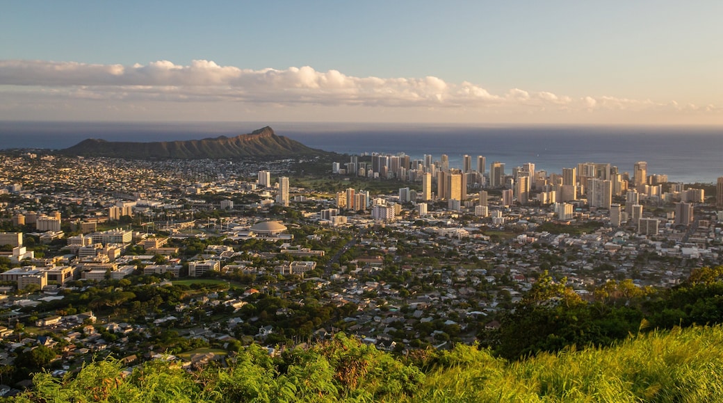 Makiki - Lower Punchbowl - Tantalus showing a sunset, landscape views and a city