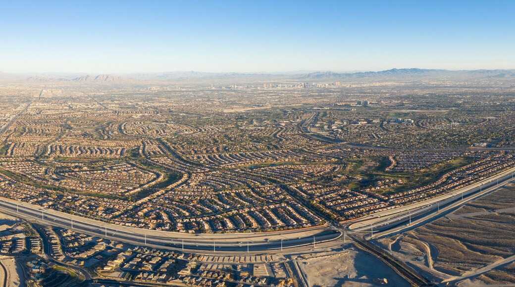 Aerial View of Freeway and Housing Developments Near Las Vegas, Nevada