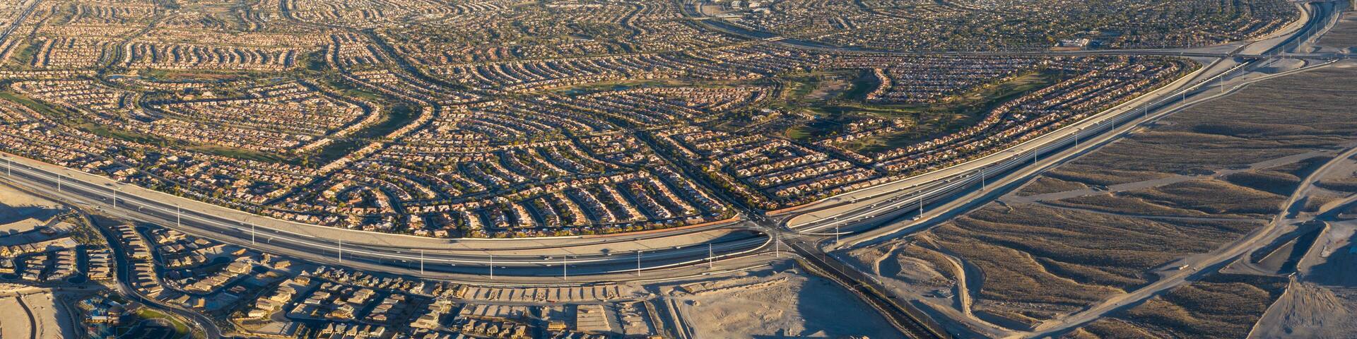 Aerial View of Freeway and Housing Developments Near Las Vegas, Nevada