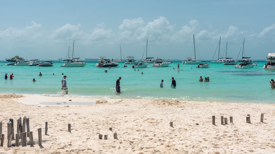 Beautiful Caribbean beach Playa Norte or North beach on the Isla Mujeres near Cancun, Mexico