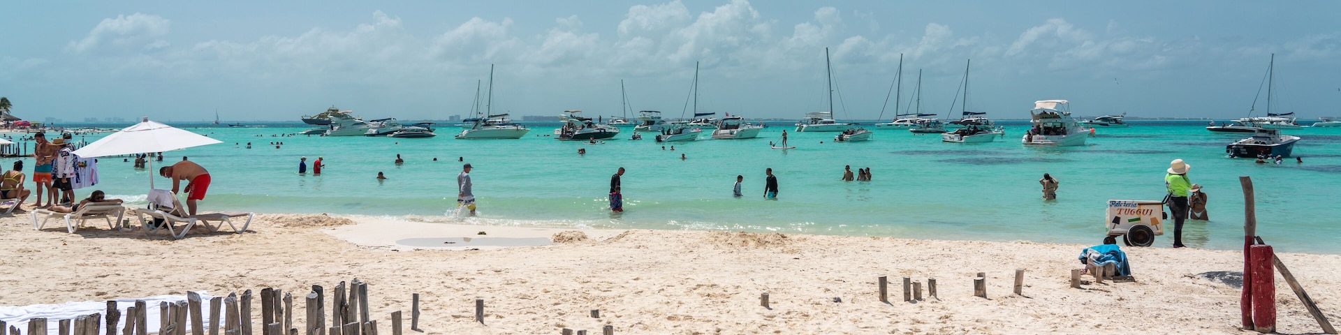 Beautiful Caribbean beach Playa Norte or North beach on the Isla Mujeres near Cancun, Mexico