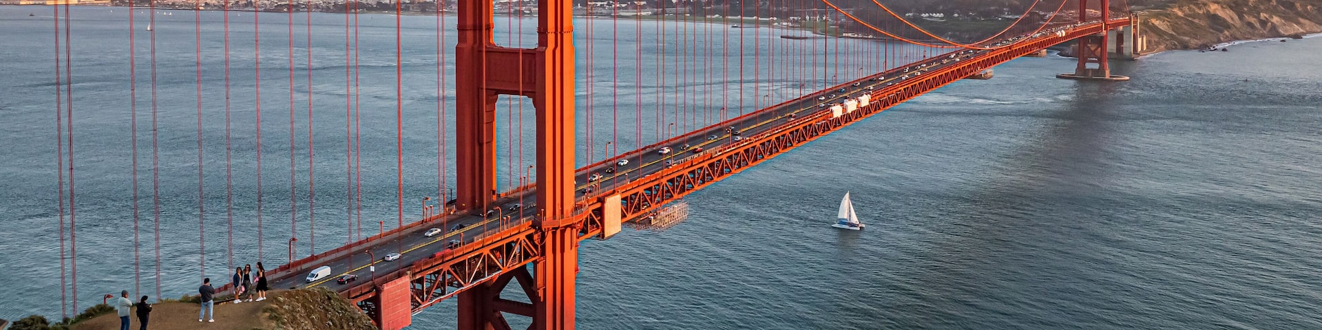 Golden Gate Bridge With Sail Boat