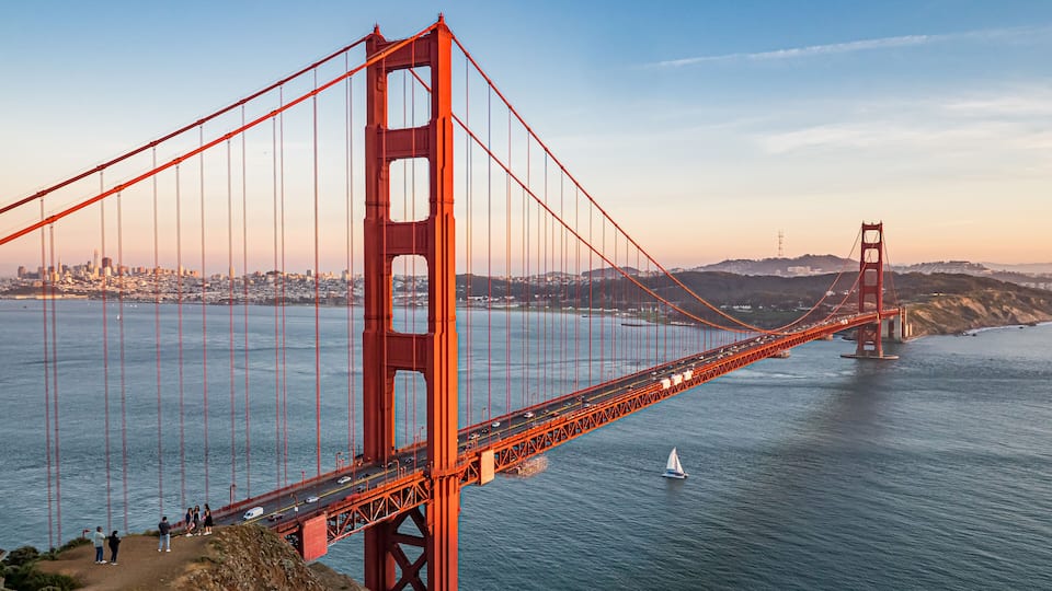 Golden Gate Bridge With Sail Boat