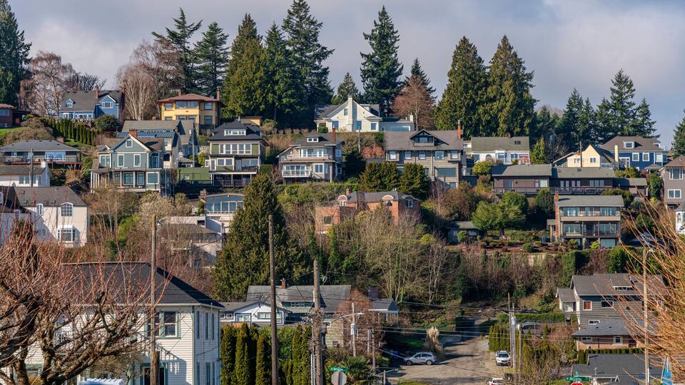 Community on a hilltop in Tacoma Washington.