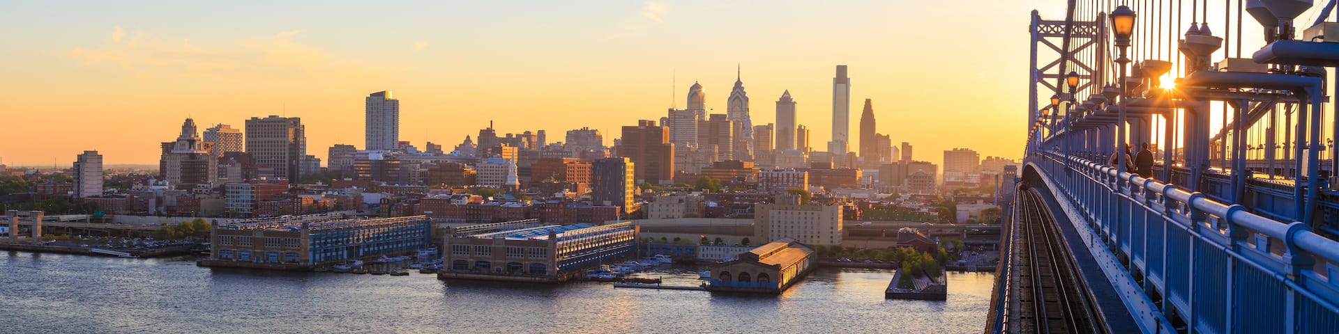 Philadelphia skyline at sunset