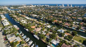 Aerial view of Fort Lauderdale Las Olas Isles, Florida, USA