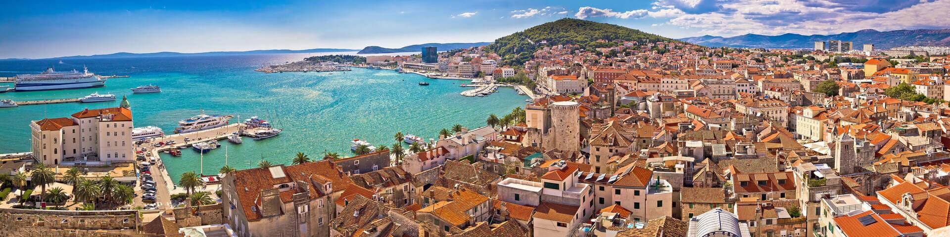Split waterfront aerial panoramic view, Dalmatia, Croatia; Shutterstock ID 320983103