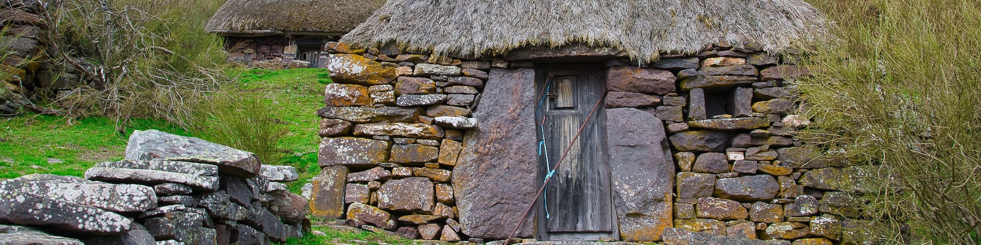 Braña La Corra flock of shepherds, Camin Real de la Mesa, Somiedo Natural Park and Biosphere Reserve, Arbellales village, Saliencia valley, Asturias, Spain