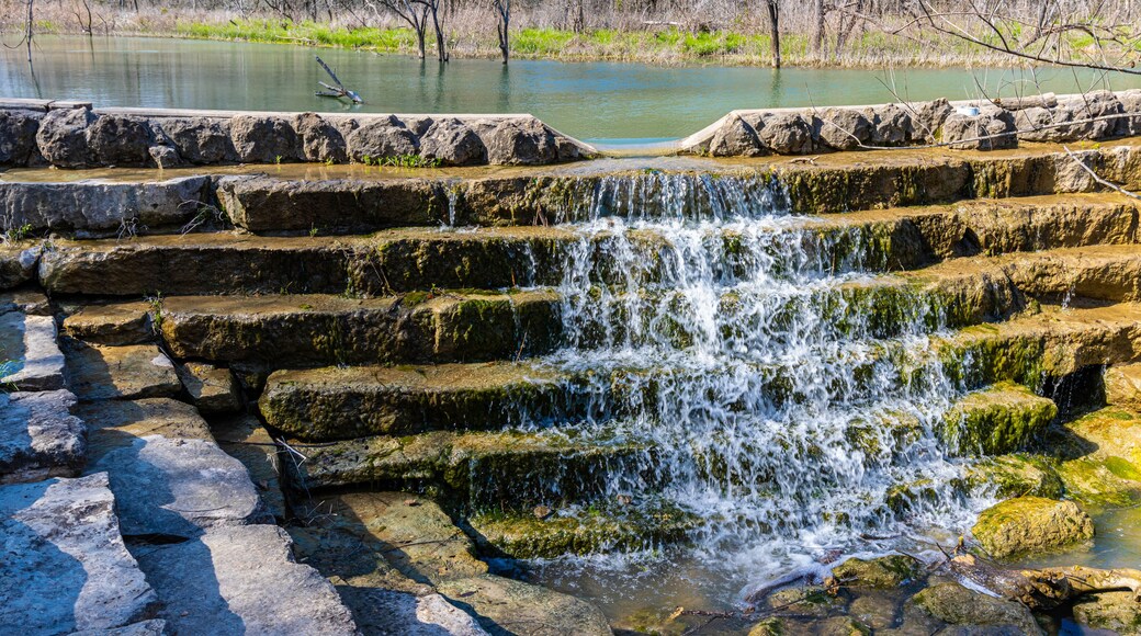 Small Waterfall on Detention Dam on Pepper Creek, Crossroads Park, Temple, Texas, USA