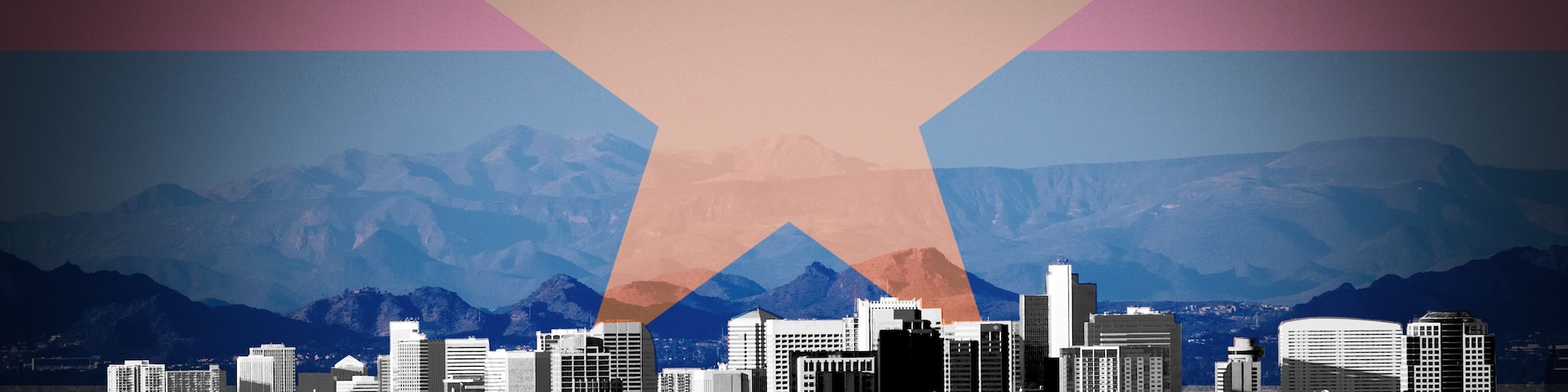 Arizona Flag over Phoenix Skyline Stylized Panorama