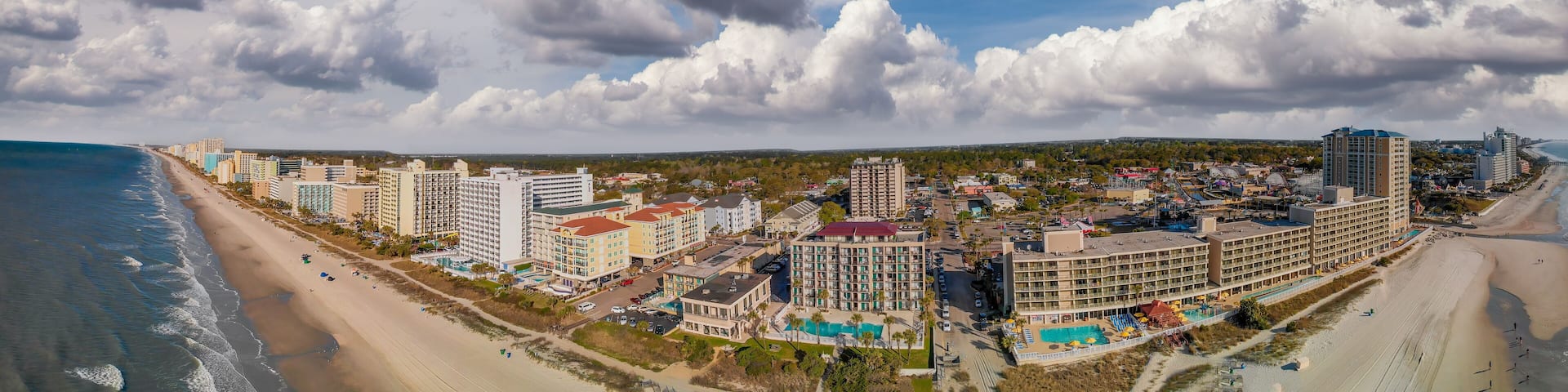 Aerial view of Myrtle Beach from the sky, SC - USA
