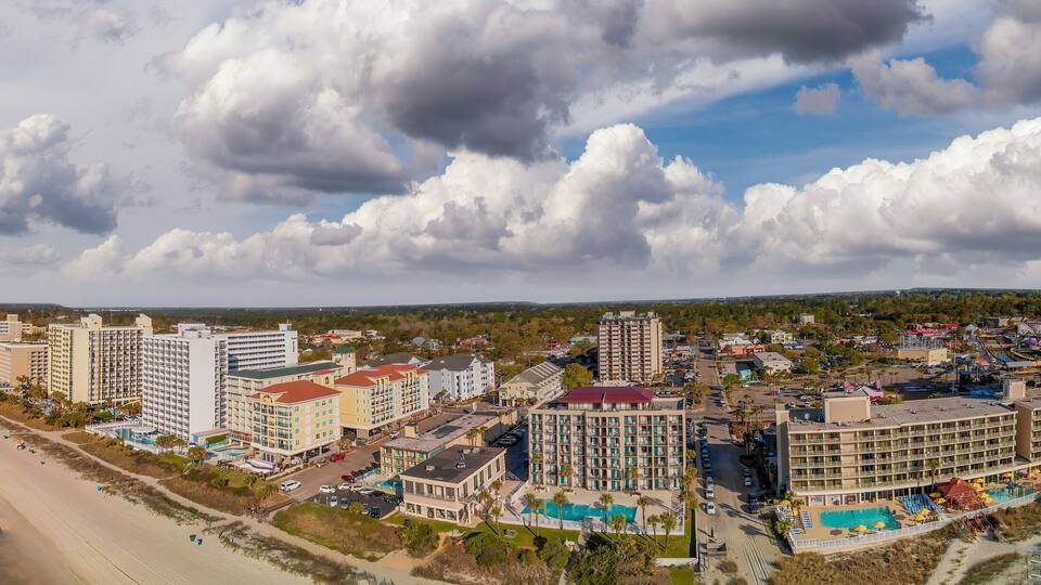 Aerial view of Myrtle Beach from the sky, SC - USA