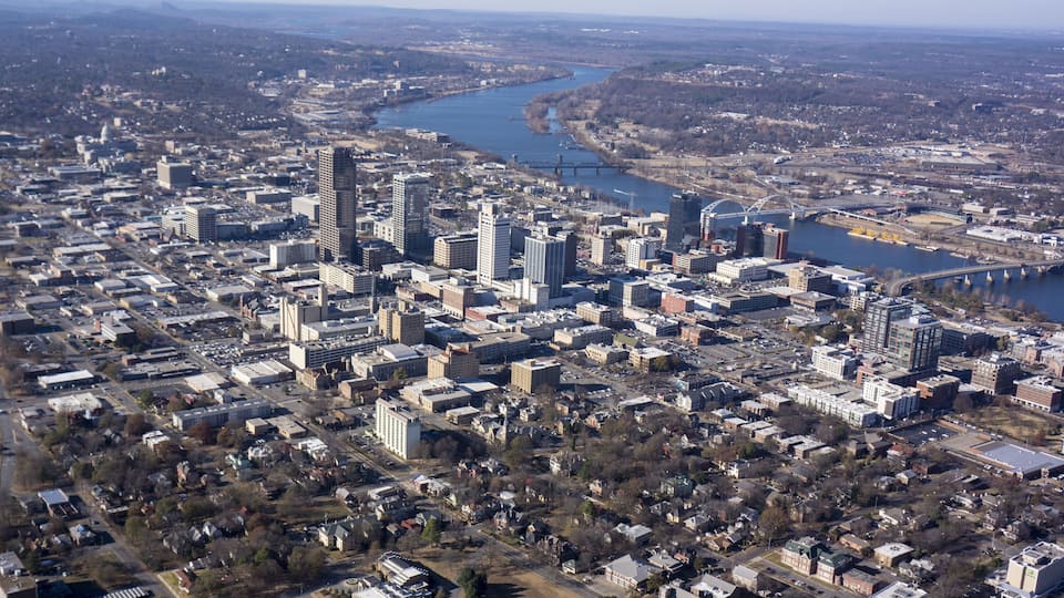Downtown Little Rock Arkansas Aerial