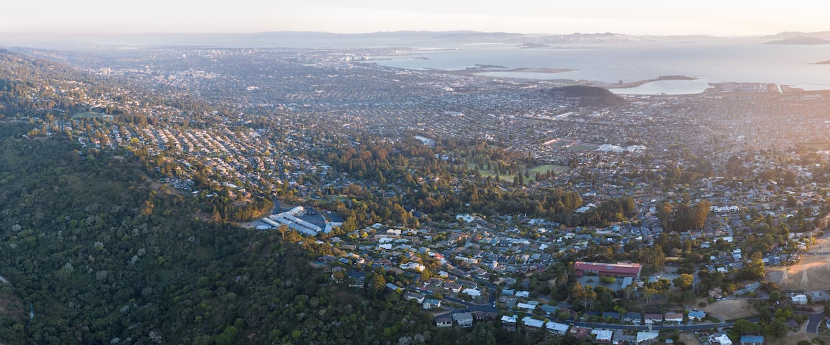 Evening light illuminates the San Francisco Bay area in northern California. This beautiful area is heavily populated and is one of the west coast's most popular destinations.
