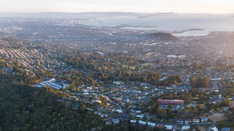 Evening light illuminates the San Francisco Bay area in northern California. This beautiful area is heavily populated and is one of the west coast's most popular destinations.