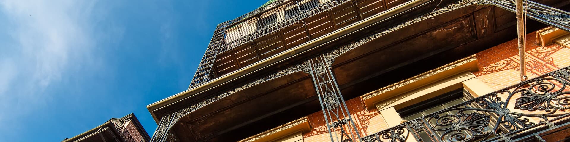 Boston architecture and houses in historic center close to landmark Beacon Hill