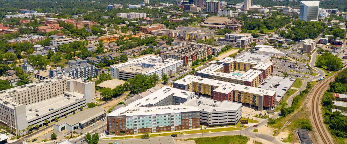 College Town Florida State University student housing view of Downtown Tallahassee
