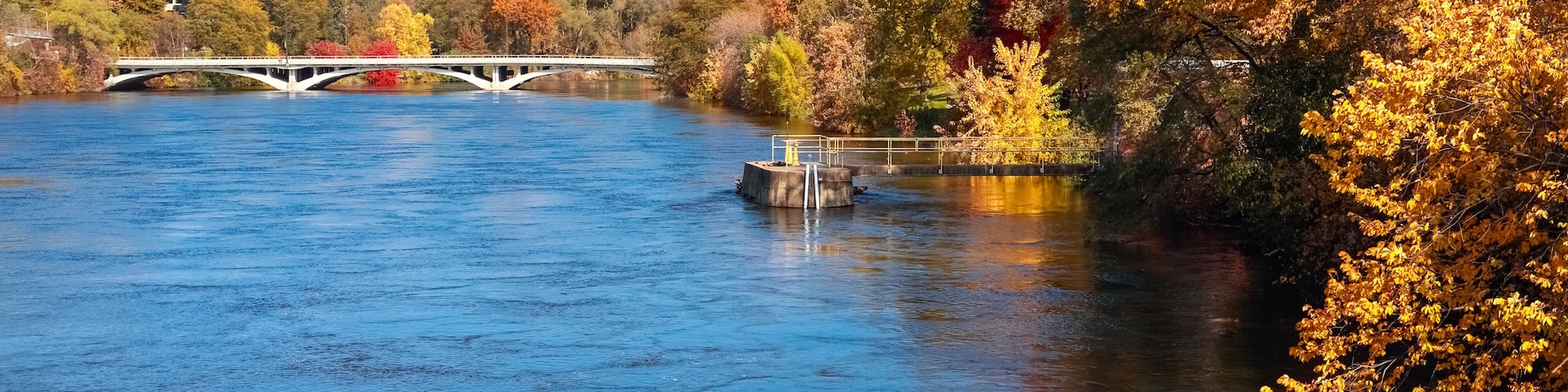 Iowa River in Iowa City, Iowa during autumn