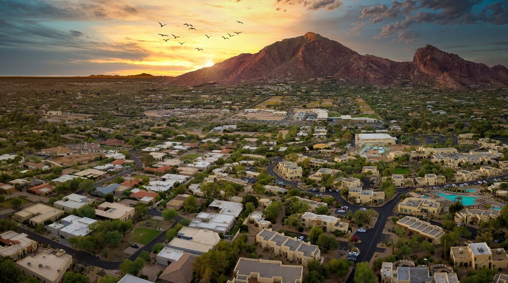 Arizona valley and resorts during sunset