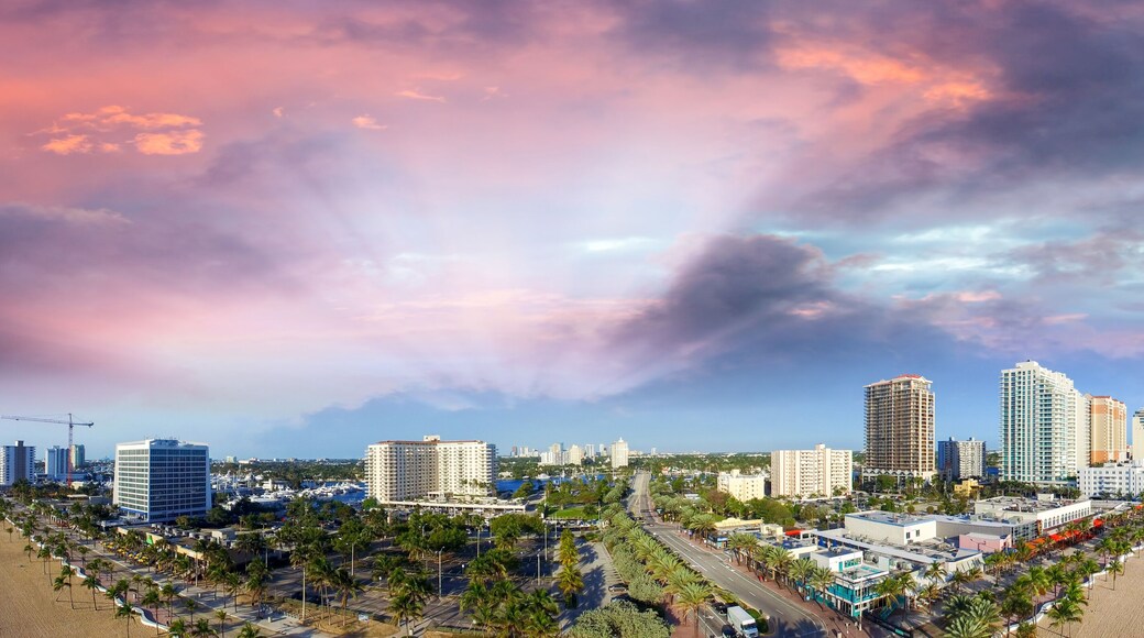Fort Lauderdale, Florida. Sunset aerial panoramic view