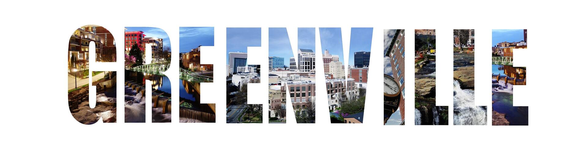 Greenville SC collage of images on white