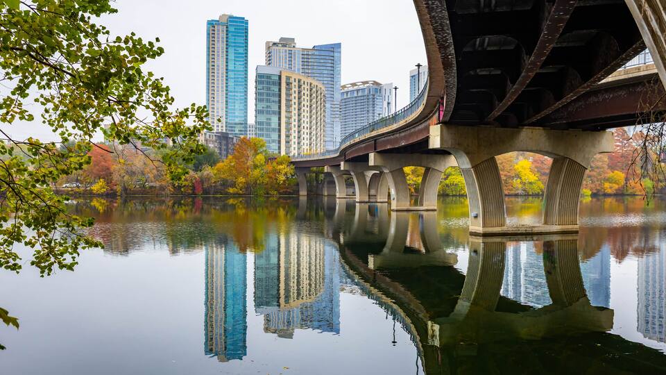 Austin Skyline from Pfluger Pedestrian Bridge View