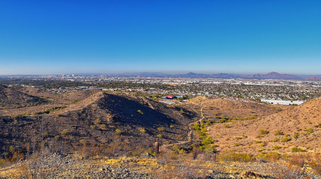 South Mountain Park and Preserve Views from Pima Canyon Hiking Trail, Phoenix, Southern Arizona desert. United States.