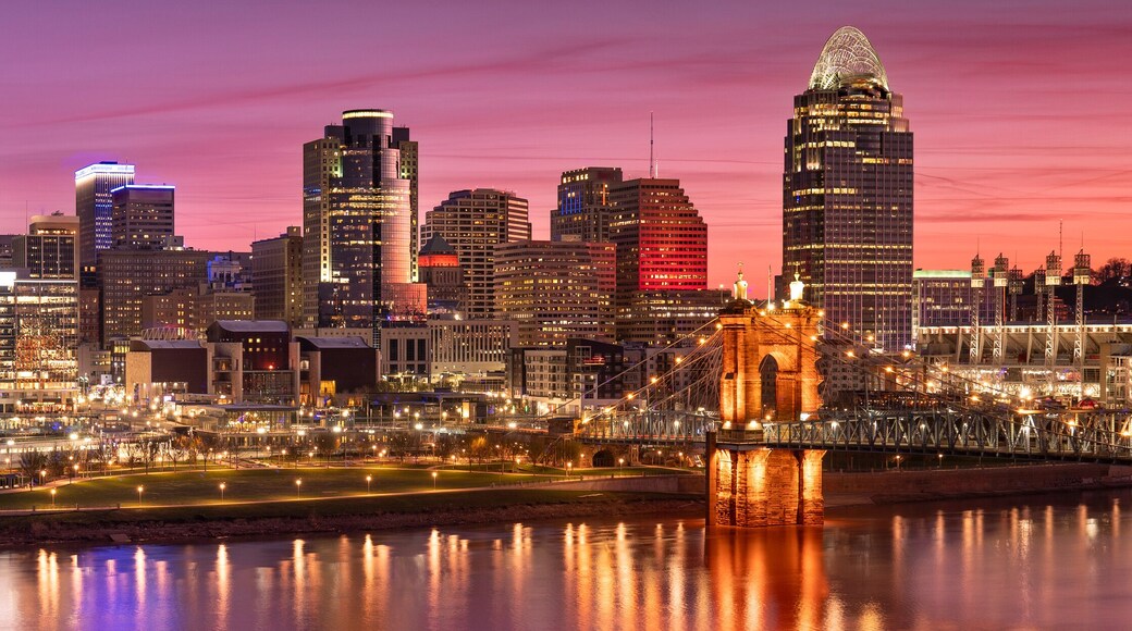 Cincinnati Ohio downtown city panorama skyline over Ohio River